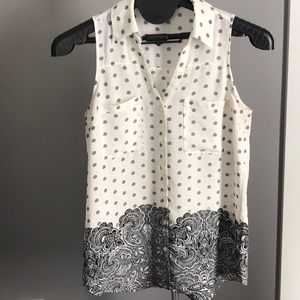 Express tank blouse - size small - white/black